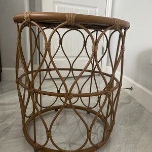Elegant Tan Woven Accent Table